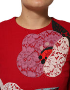 Rotes A-Linien-Minikleid mit floraler Spitzenapplikation