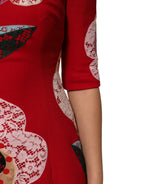 Rotes A-Linien-Minikleid mit floraler Spitzenapplikation
