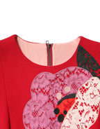 Rotes A-Linien-Minikleid mit floraler Spitzenapplikation