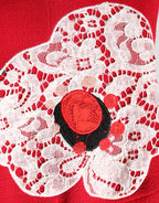 Rotes A-Linien-Minikleid mit floraler Spitzenapplikation