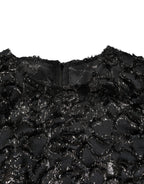 Black Sequin Bouclé Tweed Sheath Dress
