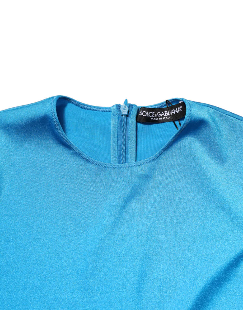 Blauer, figurbetonter Overall mit Rundhalsausschnitt aus Nylon
