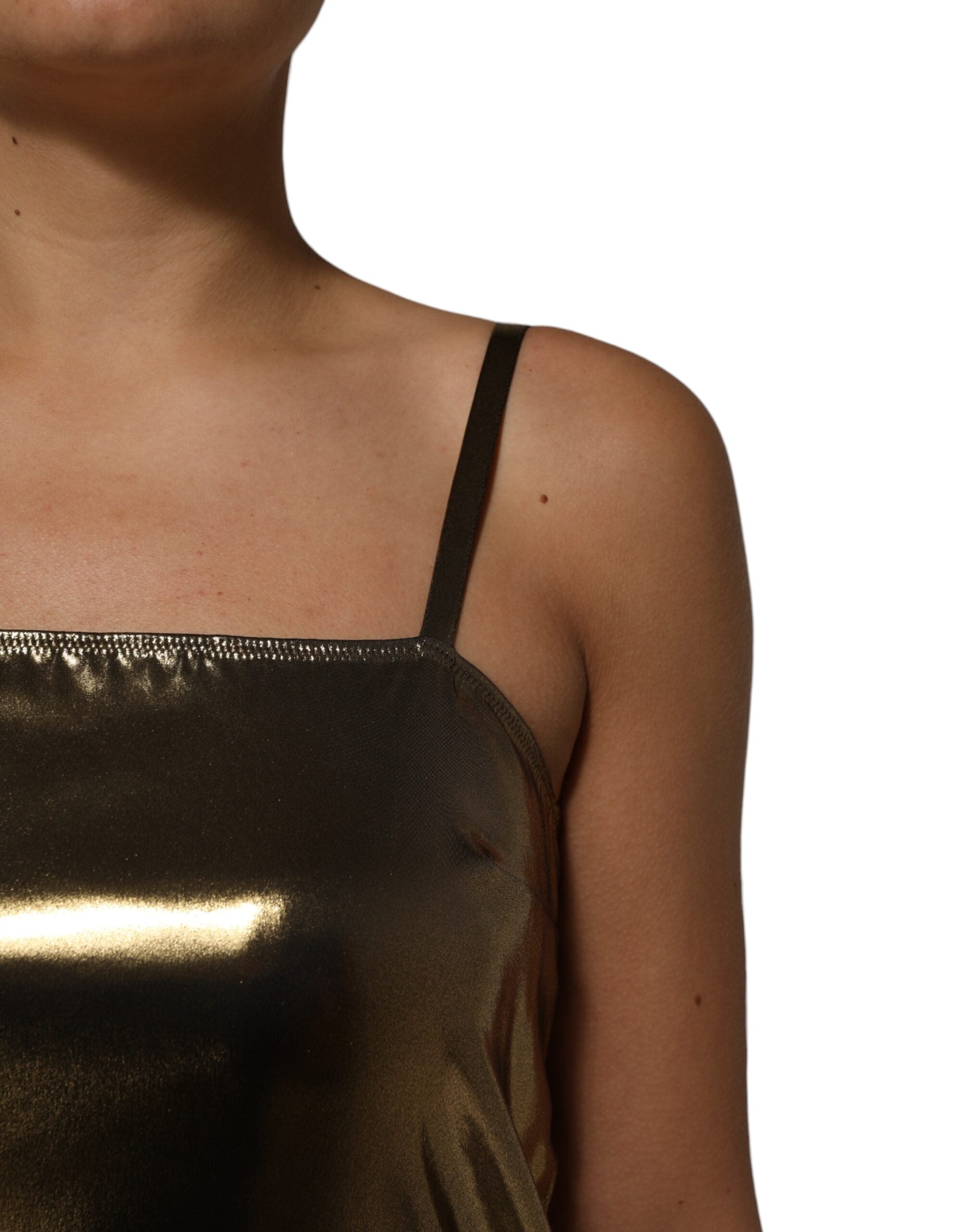 Metallicgoldenes ärmelloses A-Linien Minikleid