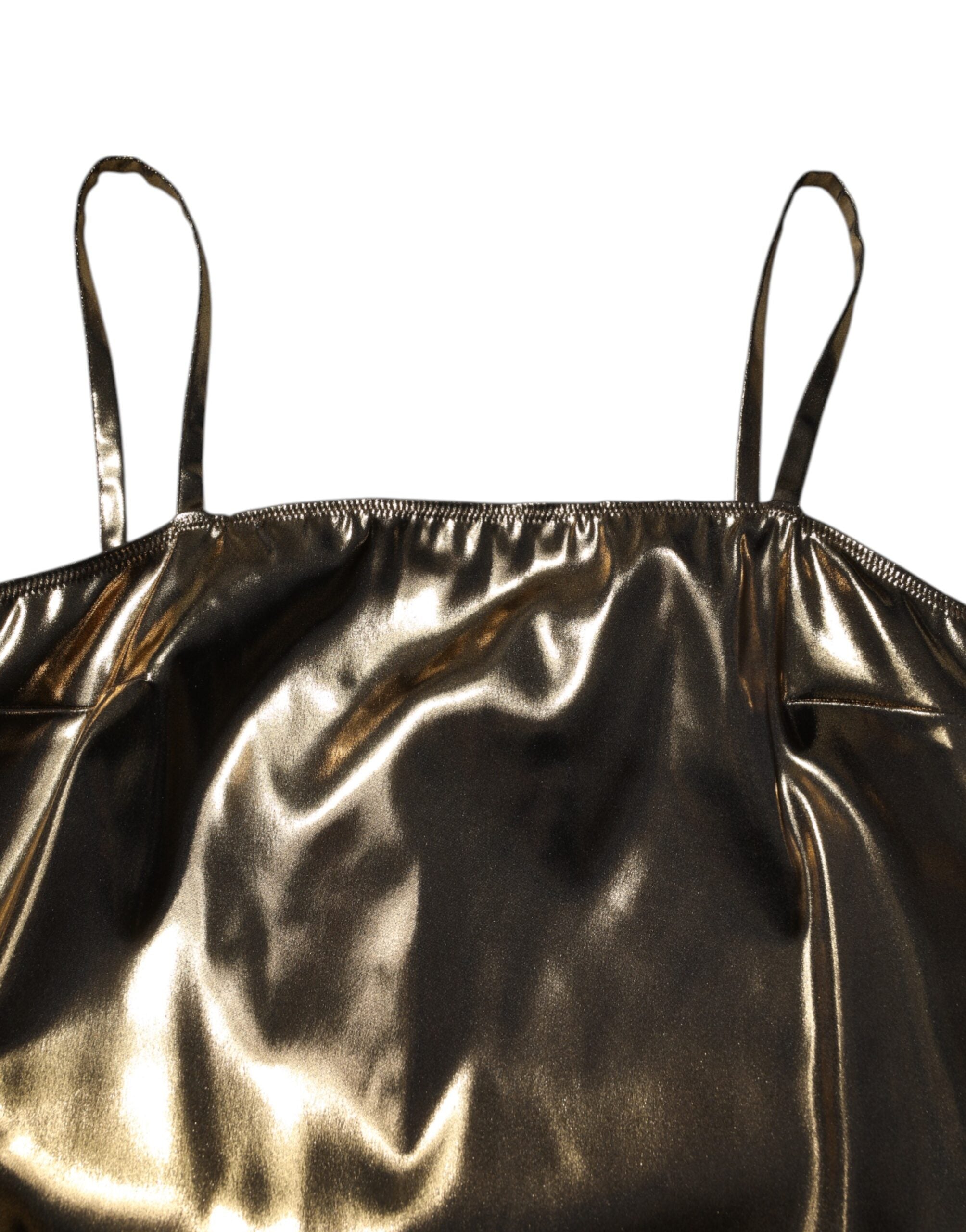 Metallicgoldenes ärmelloses A-Linien Minikleid