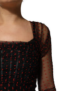 Black Lace Trim Long Sleeve Sheath Mini Dress