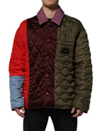 Mehrfarbige Patchwork-Polyester-Steppjacke