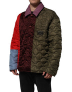 Mehrfarbige Patchwork-Polyester-Steppjacke