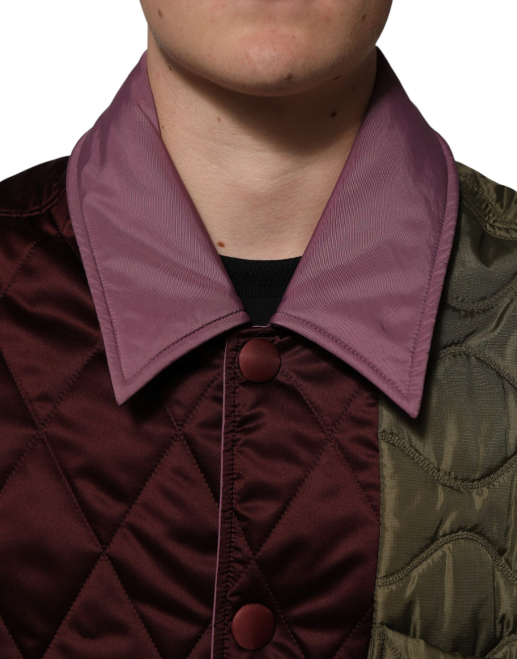 Mehrfarbige Patchwork-Polyester-Steppjacke