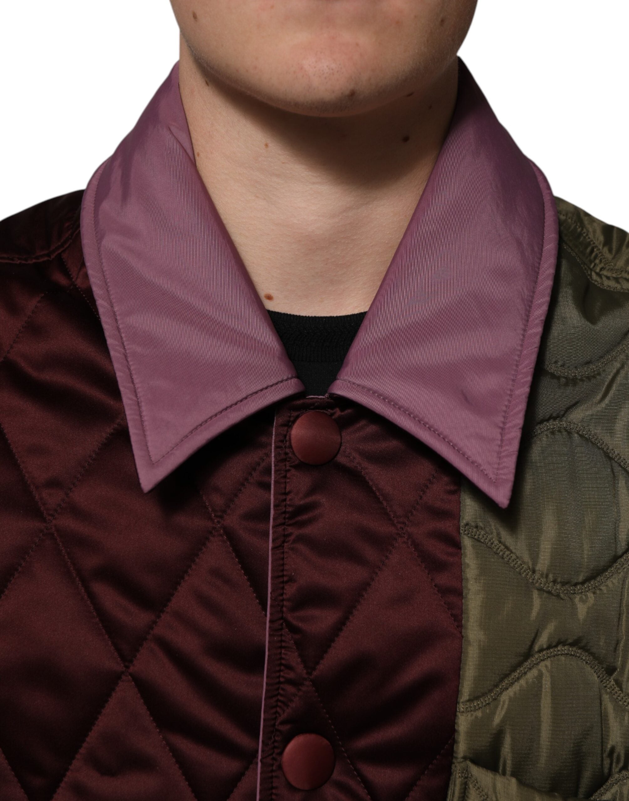 Mehrfarbige Patchwork-Polyester-Steppjacke
