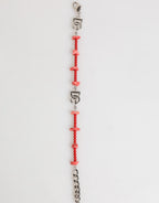 Silver Tone Brass Beaded Resin DG Logo Chain Men Bracelet