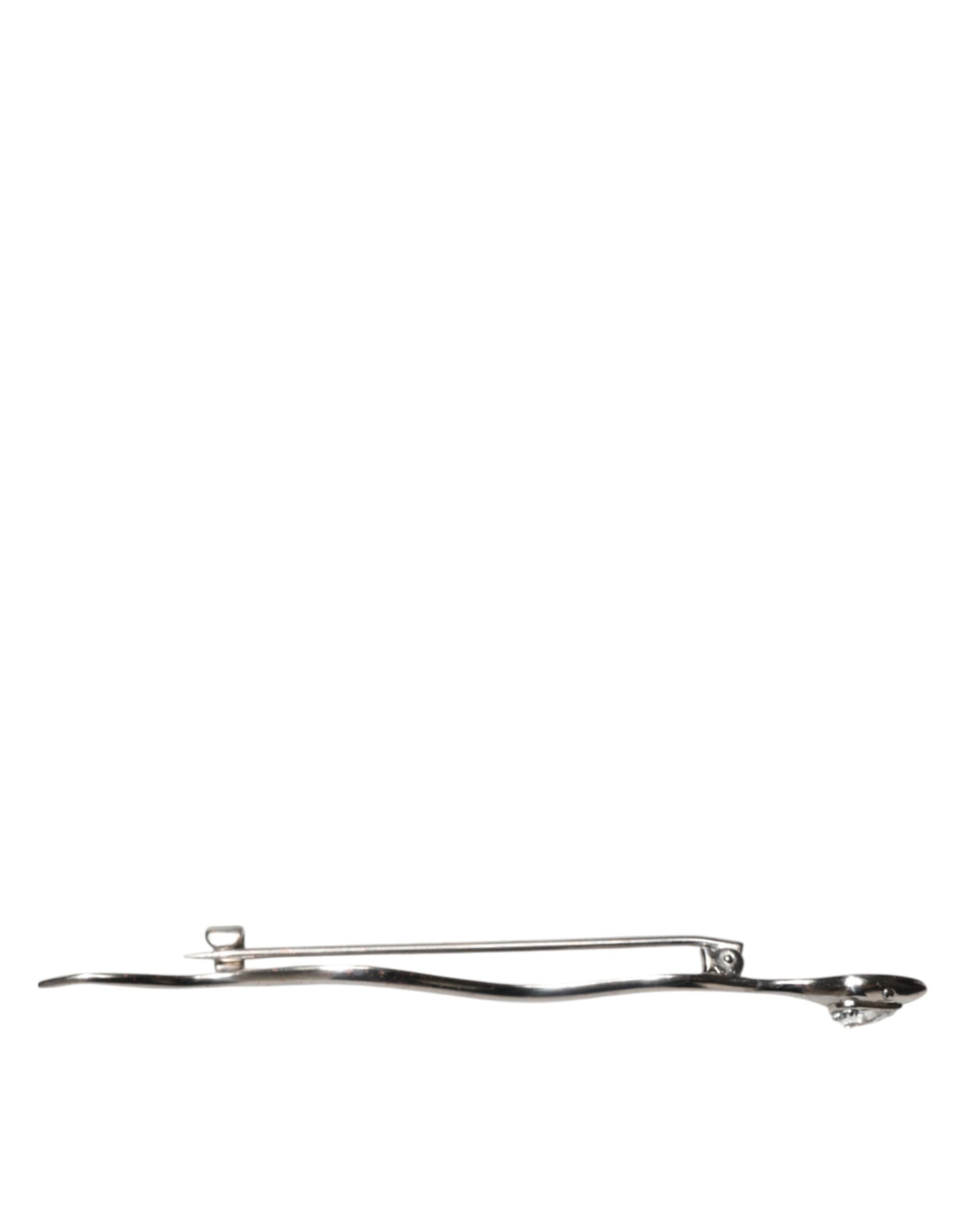 Silber Messing Kristall Schlange Herren Brosche Pin