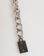 Silver Chain Brass Beaded Lobster Clasp Logo Men Bracelet