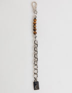 Silver Chain Brass Beaded Lobster Clasp Logo Men Bracelet