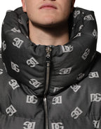 Black DG Monogram Full Zip Puffer Men Jacket