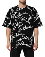 Black Logo Print Cotton Crew Neck T-shirt