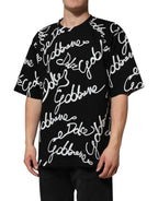 Black Logo Print Cotton Crew Neck T-shirt