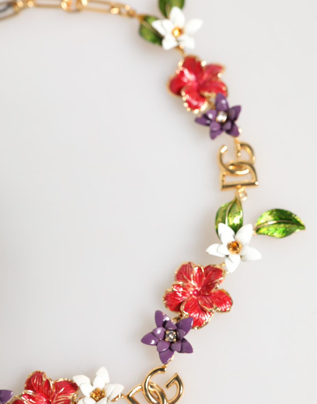 Gold Brass Logo Detail Floral Fashion Jewellery Necklace