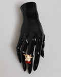Gold Messing Harz Beige Hund Haustier Zubehör Ring