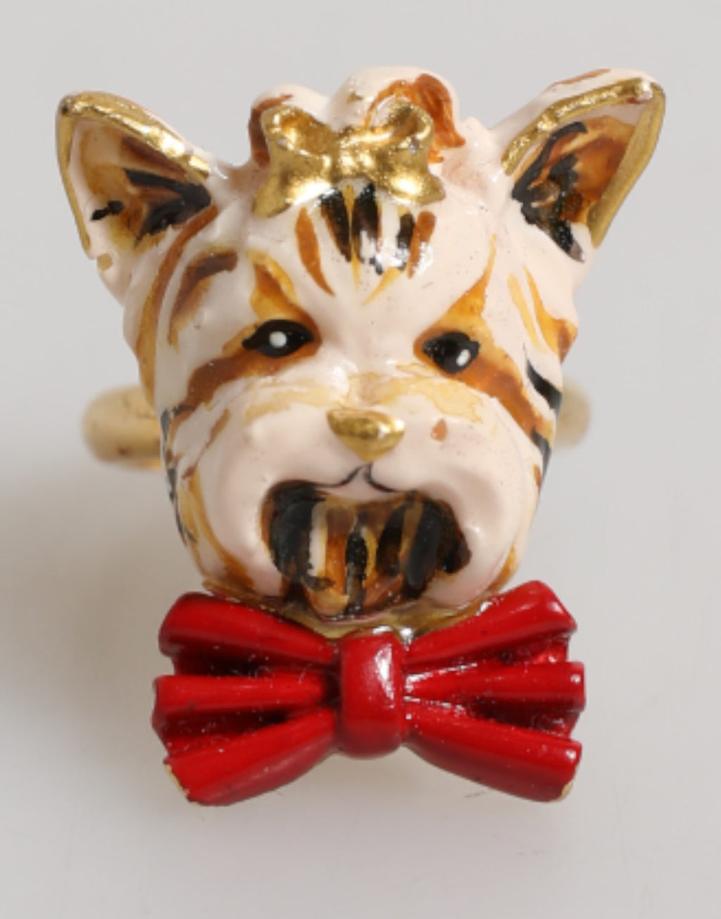 Gold Messing Harz Beige Hund Haustier Zubehör Ring