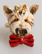Gold Messing Harz Beige Hund Haustier Zubehör Ring
