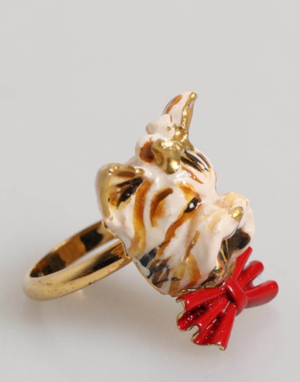 Gold Messing Harz Beige Hund Haustier Zubehör Ring