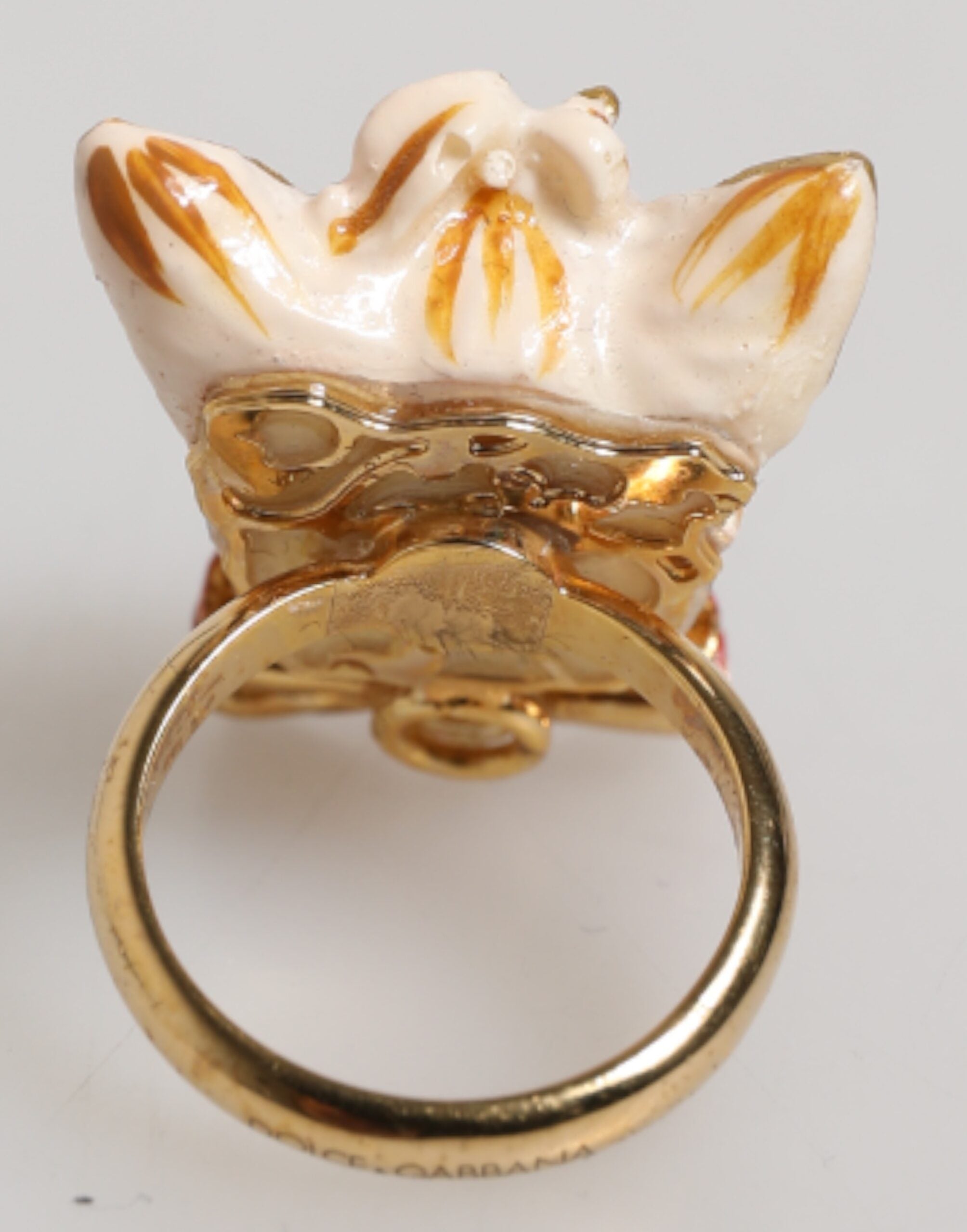 Gold Messing Harz Beige Hund Haustier Zubehör Ring