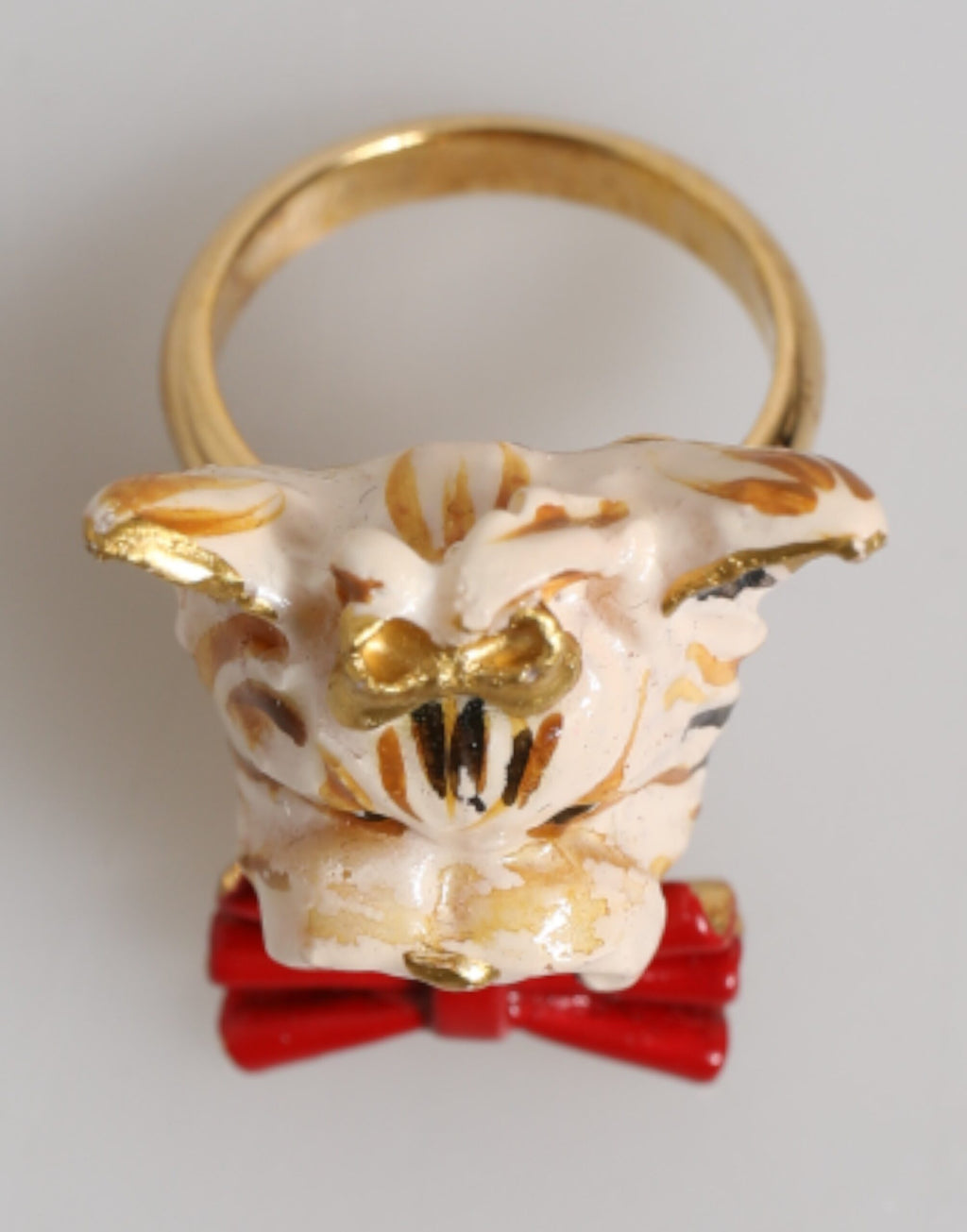 Gold Messing Harz Beige Hund Haustier Zubehör Ring