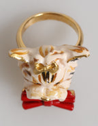 Gold Messing Harz Beige Hund Haustier Zubehör Ring