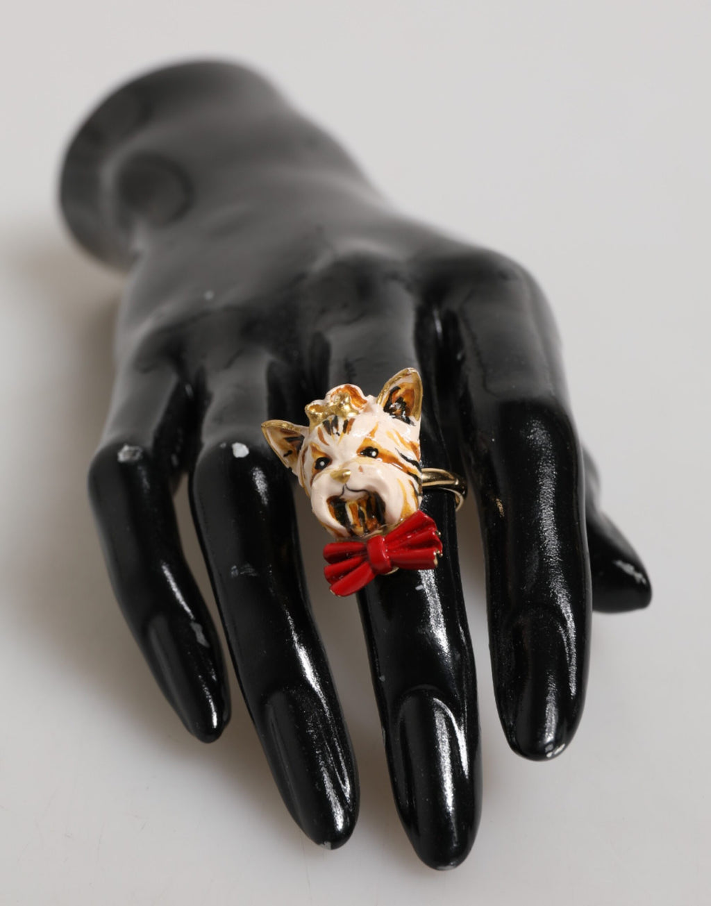 Gold Messing Harz Beige Hund Haustier Zubehör Ring