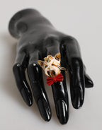 Gold Messing Harz Beige Hund Haustier Zubehör Ring