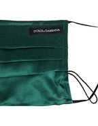 Green Silk Pleated Elastic Ear Strap Face Mask