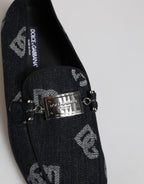 Blue Logo Cotton Loafers Formal Dress Shoes