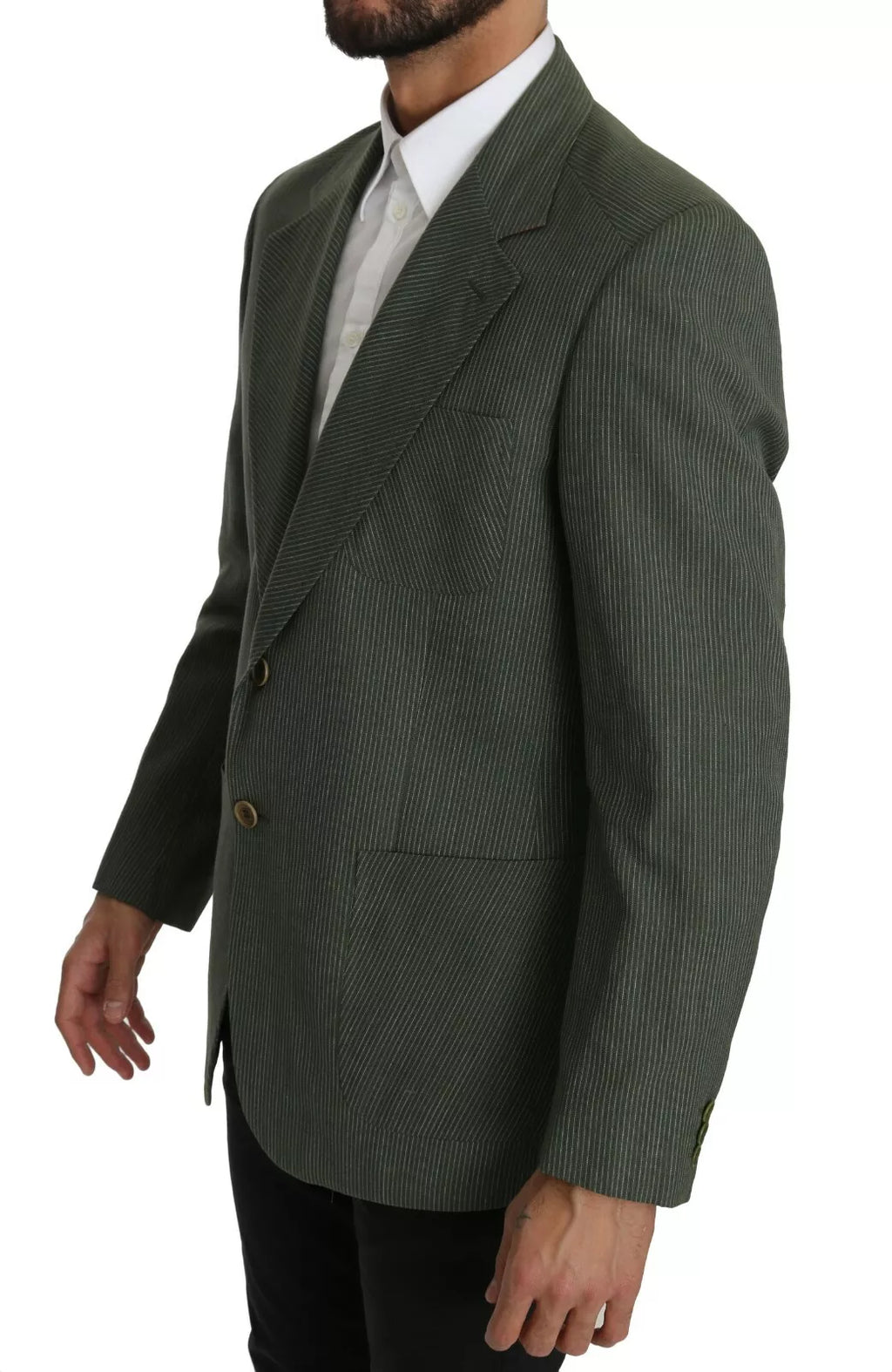 Grüner Leinenblazer Einreiher-Sakko