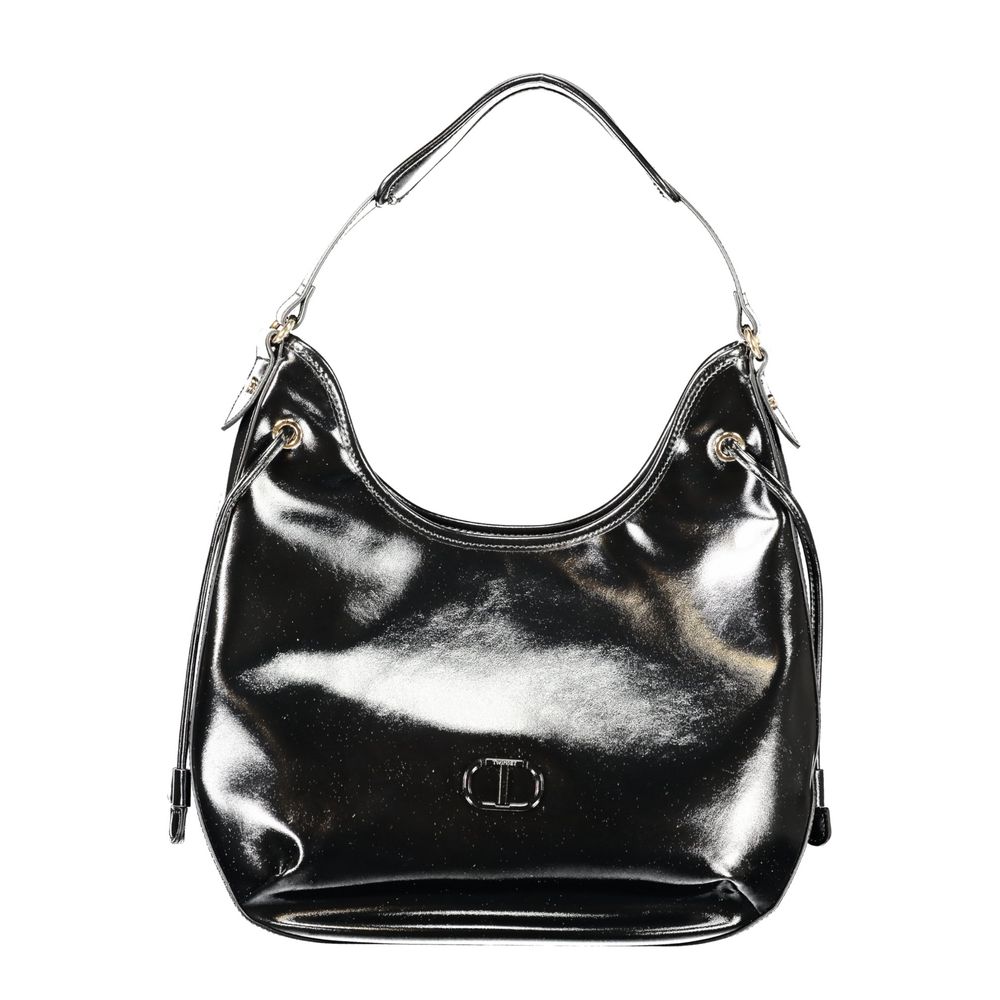 Schwarze Damen-Hobo-Tasche aus Polyurethan