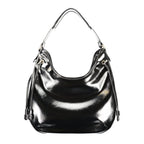 Schwarze Damen-Hobo-Tasche aus Polyurethan