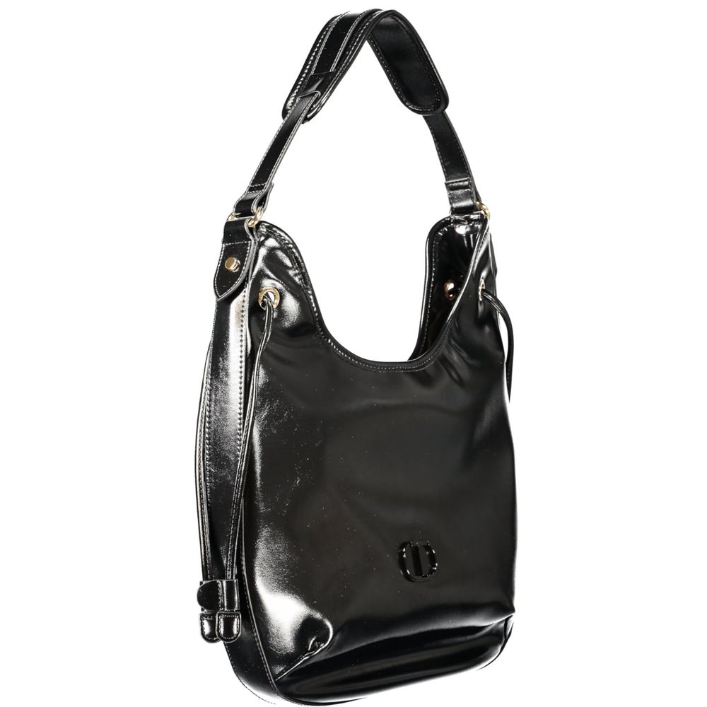 Schwarze Damen-Hobo-Tasche aus Polyurethan