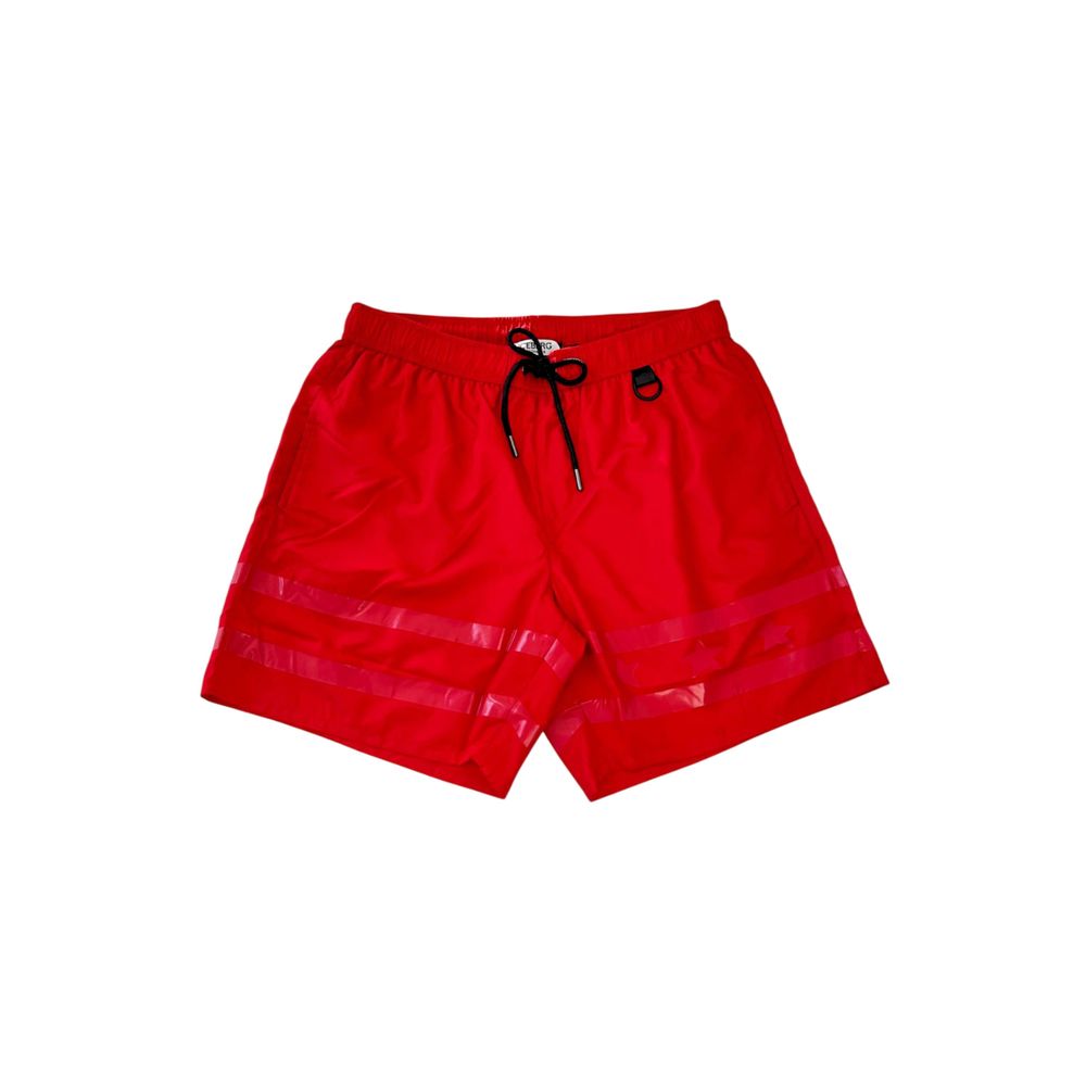 Red Polyester Men's Swim Shorts