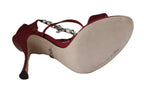 Red Satin Crystals Keira Sandals Heels Shoes