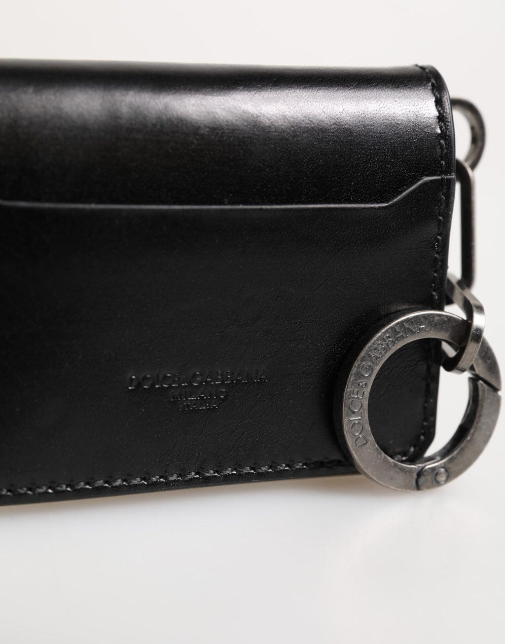 Portemonnaie schwarz Leder geprägtes Logo Schlüsselanhänger Kartenhalter Portemonnaie