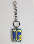 Blau Gelb DG Gummi Logo Silber Herren Schlüsselanhänger