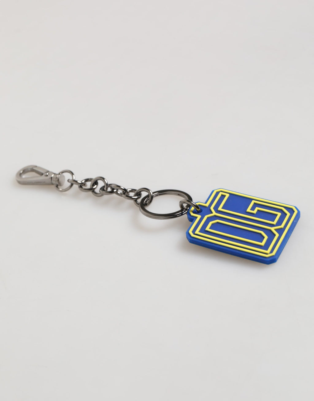 Blau Gelb DG Gummi Logo Silber Herren Schlüsselanhänger
