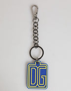 Blau Gelb DG Gummi Logo Silber Herren Schlüsselanhänger