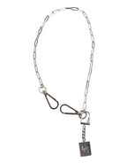 Silver Tone Metal Chain DG Logo Pendant Men Necklace