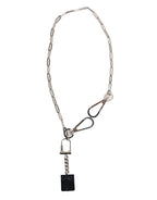 Silver Tone Metal Chain DG Logo Pendant Men Necklace