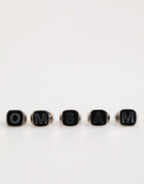 Silver Tone Brass Lettering Set 5 Pieces Adjustable Ring