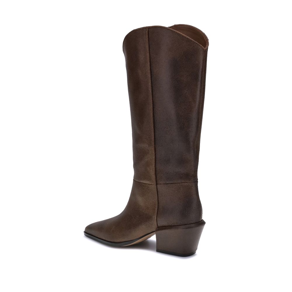 Stivali in pelle marrone
