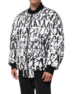 Weiße schwarze Graffiti-Logo-Steppbomberjacke