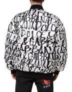 Weiße schwarze Graffiti-Logo-Steppbomberjacke
