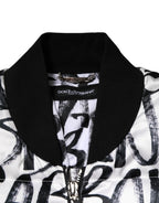 Weiße schwarze Graffiti-Logo-Steppbomberjacke