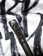 Weiße schwarze Graffiti-Logo-Steppbomberjacke